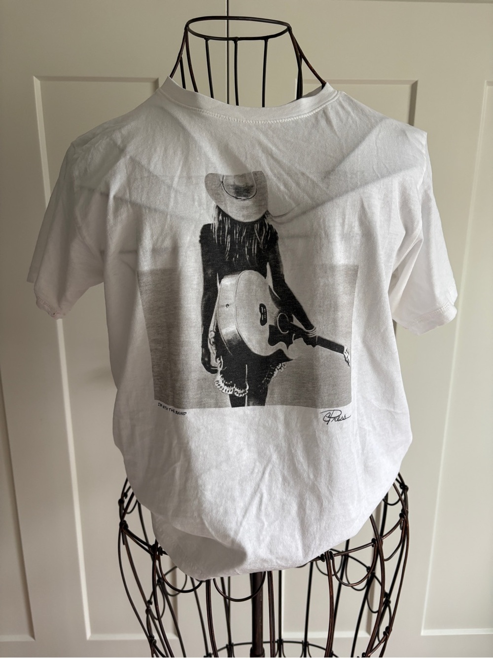 CPRESS Studio White Graphic Mushie Tee with Cowboy Guitar Print - Women